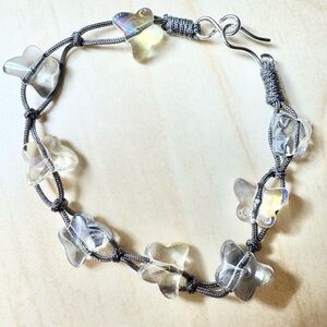 Chic Silver and Clear Butterfly Charm Bracelet
